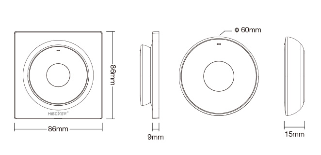 LED mini ovladač K2-W Mi.Light MiBOXER pro jednobarevné a CCT LED pásky, RF 2,4 GHz, bílý