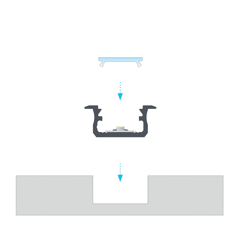 LED profil B, černý