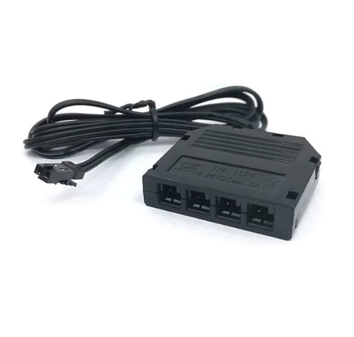 Rozbočovací krabička, 4x JST-M samice + 2m kabel, 1x JST-M samec, černá