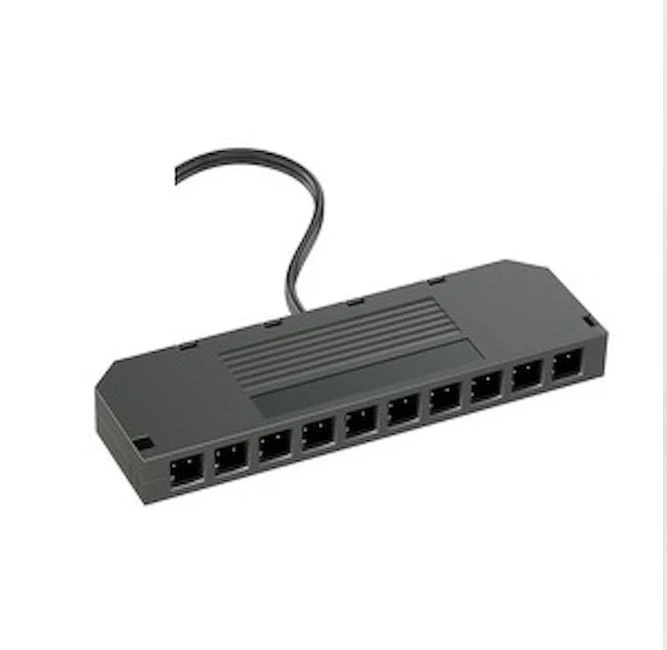 Rozbočovací krabička, 10x JST-M samice + 20cm kabel, 1x JST-M samec, černá