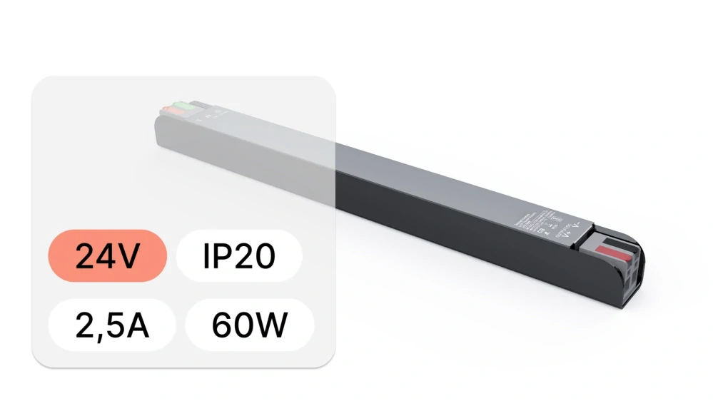 Univerzální ultratenký LED zdroj SLIM - řada "H", 24V | 60W | 2,5A | IP20, 5 let záruka