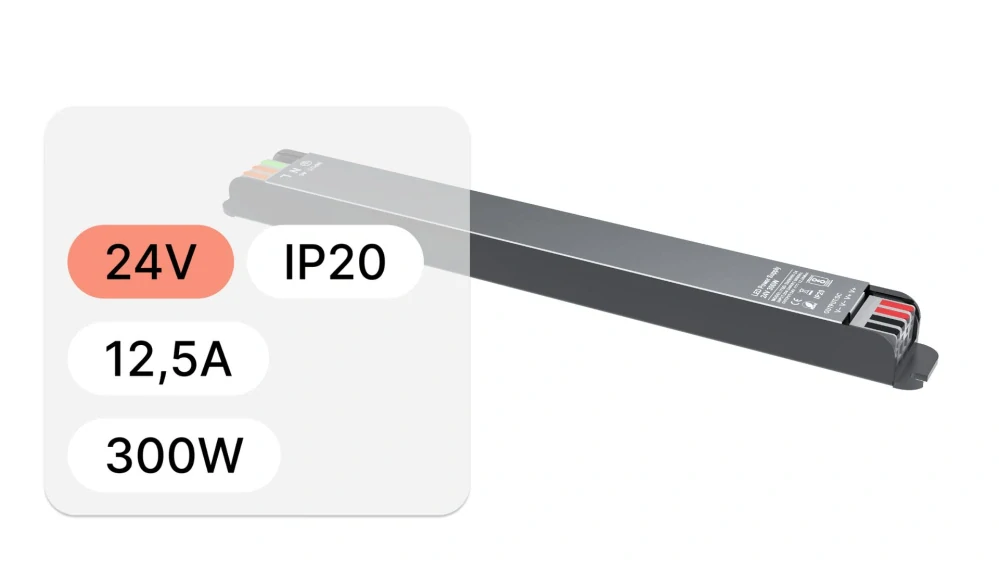 Univerzální ultratenký LED zdroj SLIM - řada "H", 24V | 300W | 12,5A | IP20, 5 let záruka