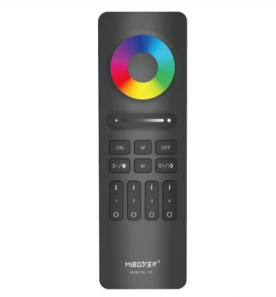 Univerzální ovladač ovladač Mi.Light C5 - 4 zónový pro RGB, RGBW a RGB+CCT LED pásky, RF 2,4 GHz, černý