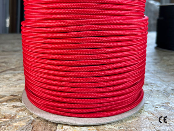 Polyesterový kulatý RETRO KABEL 2x0,75 - ČERVENÝ
