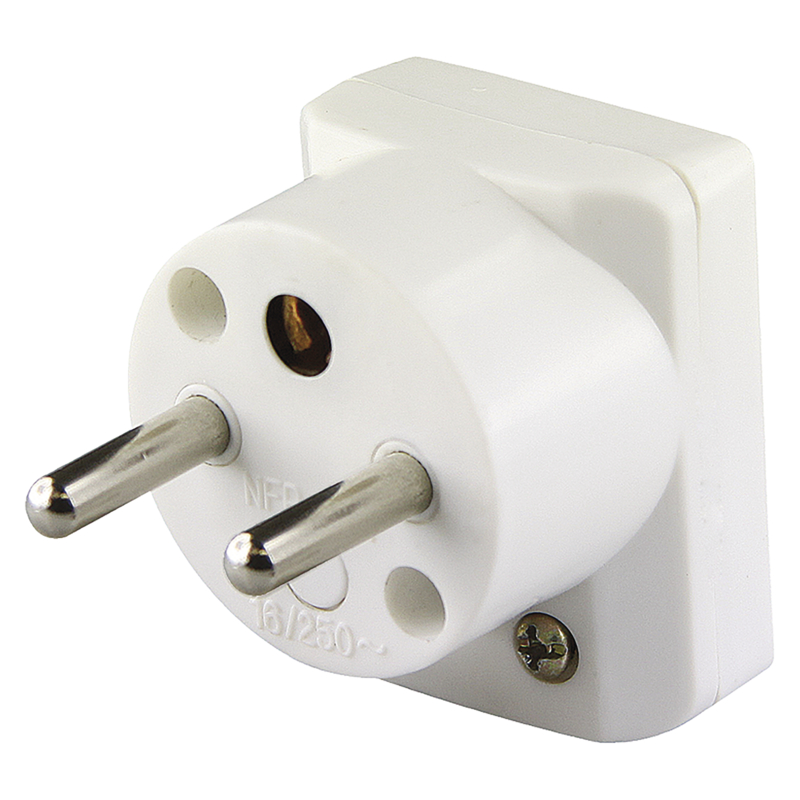 Vidlice přímá - spodní vstup pro kabel - BÍLÁ