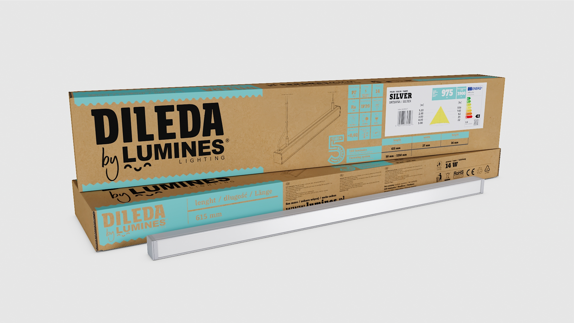 Závěsné svítidlo Lumines DILEDA bílé, 60cm, 4000K, 14W