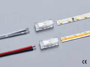 2 pin KONEKTOR pro MONO COB & SMD LED pásky, typ: LED pásek ↔ SVORKA pro přívodní vodič, PCB 5mm