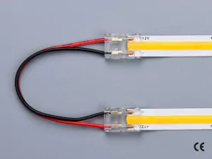 2 pin KONEKTOR pro MONO COB & SMD LED pásky, typ: LED pásek ↔ propojovací KABEL ↔ LED pásek, PCB 10mm