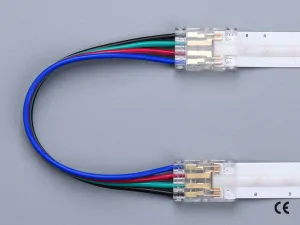 4 pin KONEKTOR pro RGB COB & SMD LED pásky, typ: LED pásek ↔ propojovací KABEL ↔ LED pásek, PCB 10mm