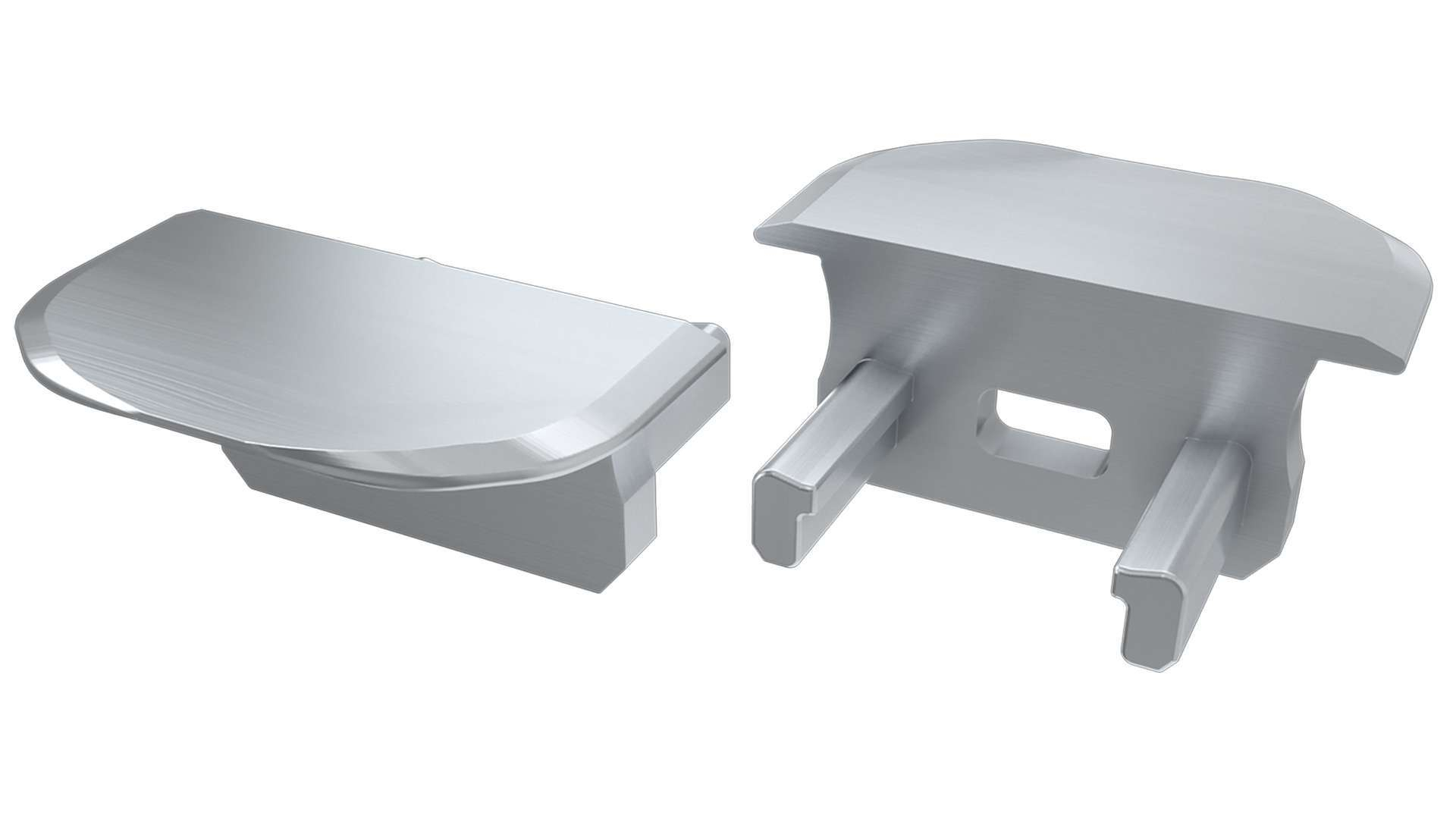 ALU koncové záslepky do LED profilu B, stříbrné - oblé