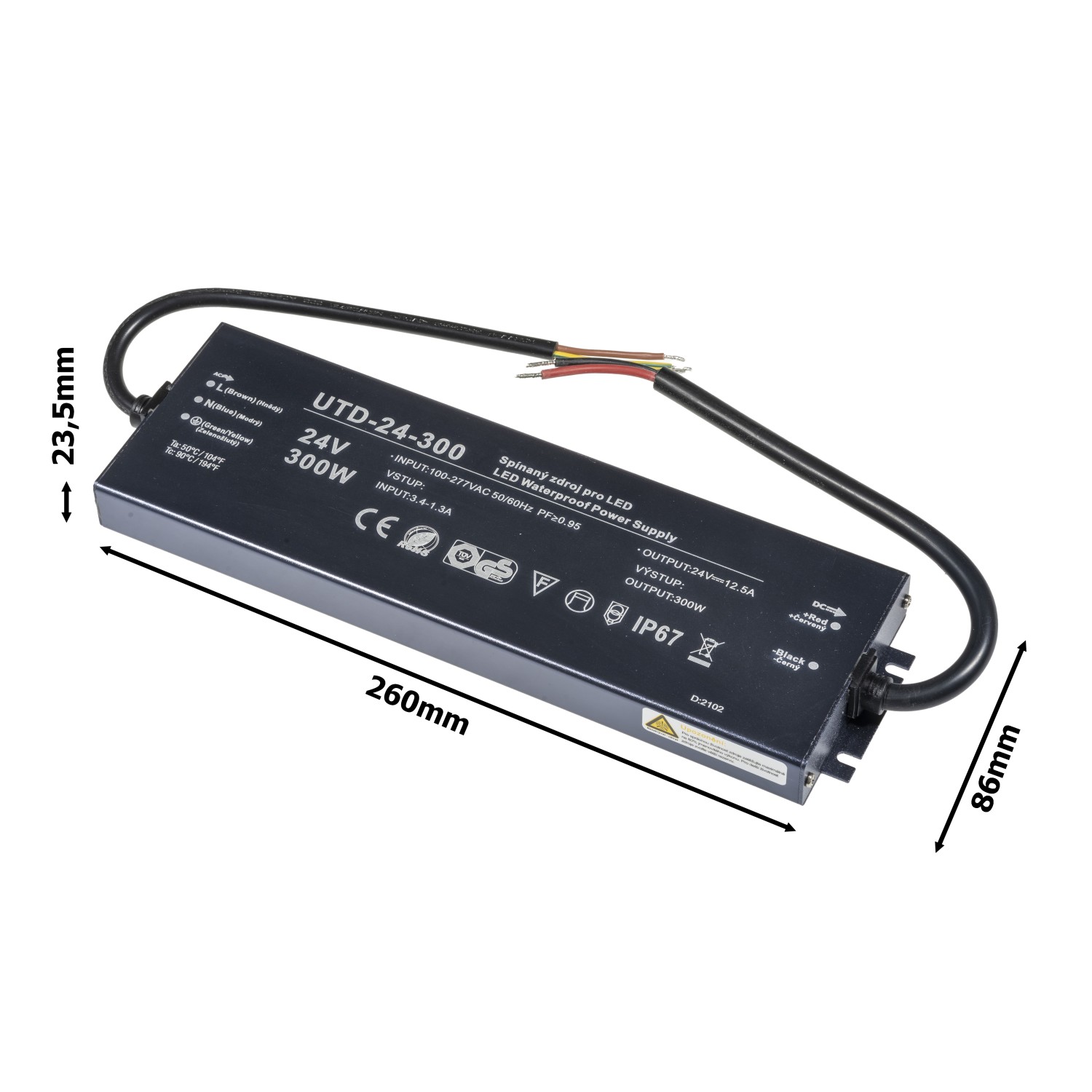 LED zdroj 24V 300W UTD-24-300 Záruka 5 let