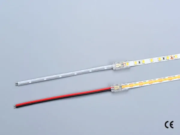 2 pin KONEKTOR pro MONO COB & SMD LED pásky, typ: LED pásek ↔ připojovací KABEL, PCB 5mm