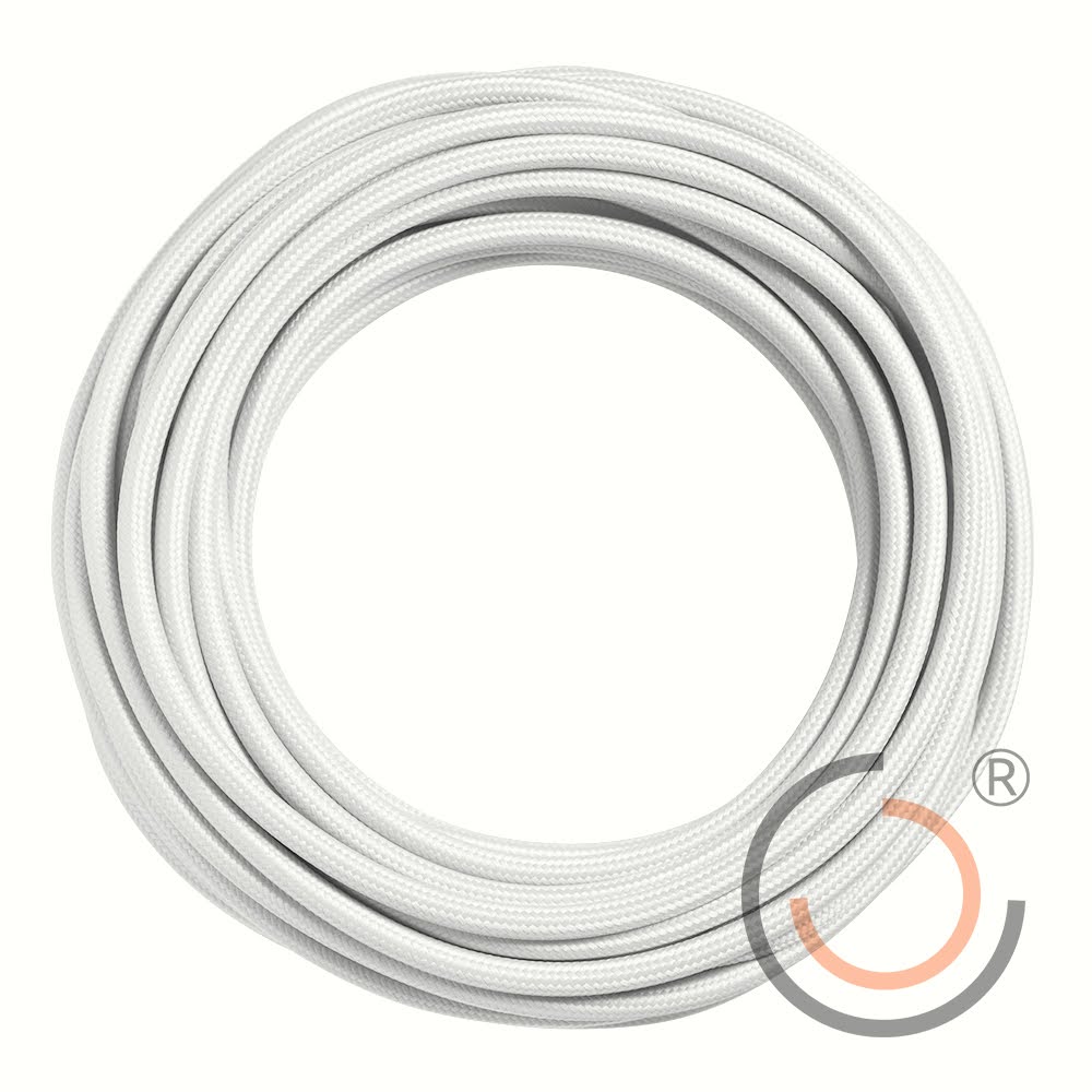 Polyesterový kulatý RETRO KABEL 2x0,75 - BÍLÝ