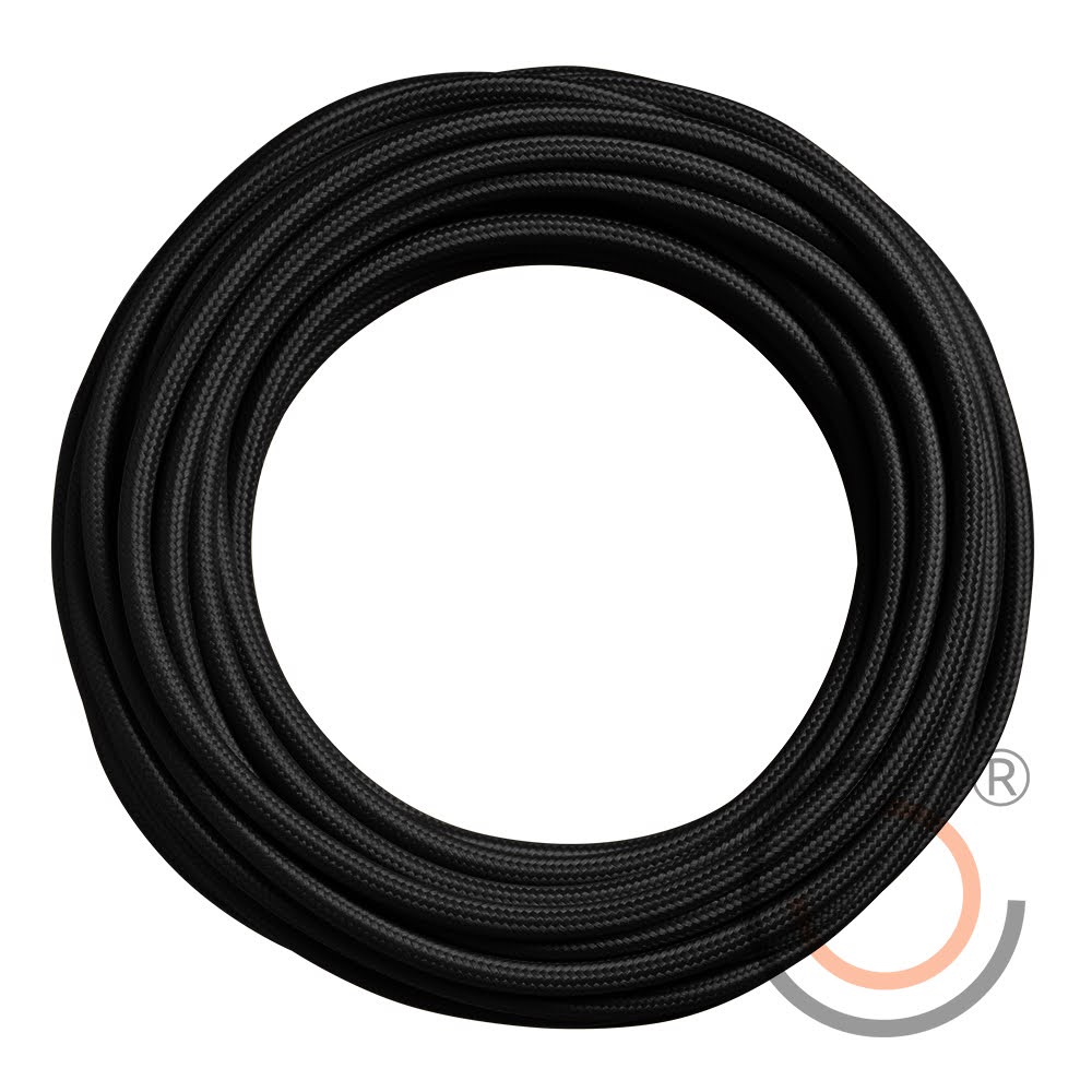 Polyesterový kulatý RETRO KABEL 2x0,75 - ČERNÝ