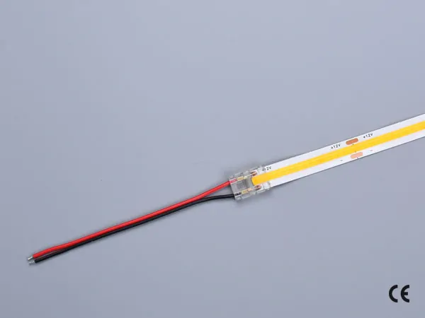 2 pin KONEKTOR pro MONO COB & SMD LED pásky, typ: LED pásek ↔ připojovací KABEL, PCB 10mm