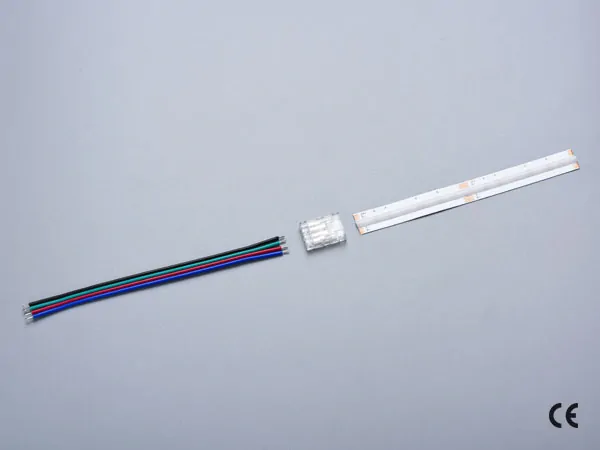 4 pin KONEKTOR pro RGB COB & SMD LED pásky, typ: LED pásek ↔ SVORKA pro přívodní vodič, PCB 10mm