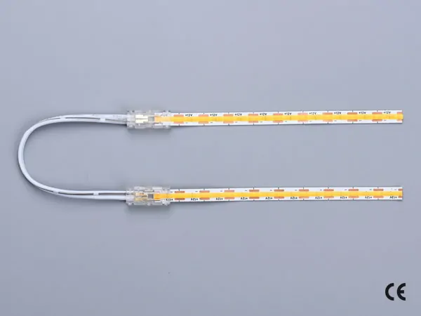 2 pin KONEKTOR pro MONO COB & SMD LED pásky, typ: LED pásek ↔ propojovací KABEL ↔ LED pásek, PCB 5mm