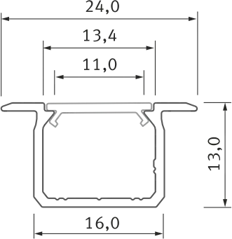 LED profil U, stříbrný