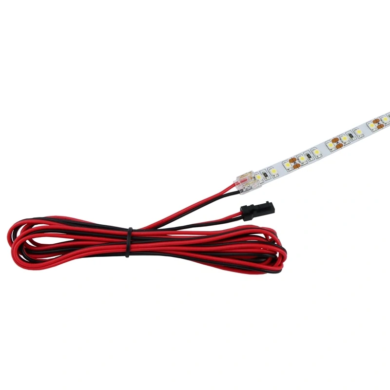 Univerzální krimpovací KONEKTOR pro MONO COB & SMD LED pásky, PCB 8-10mm + konektor JST-M samec + 2m kabel, černý