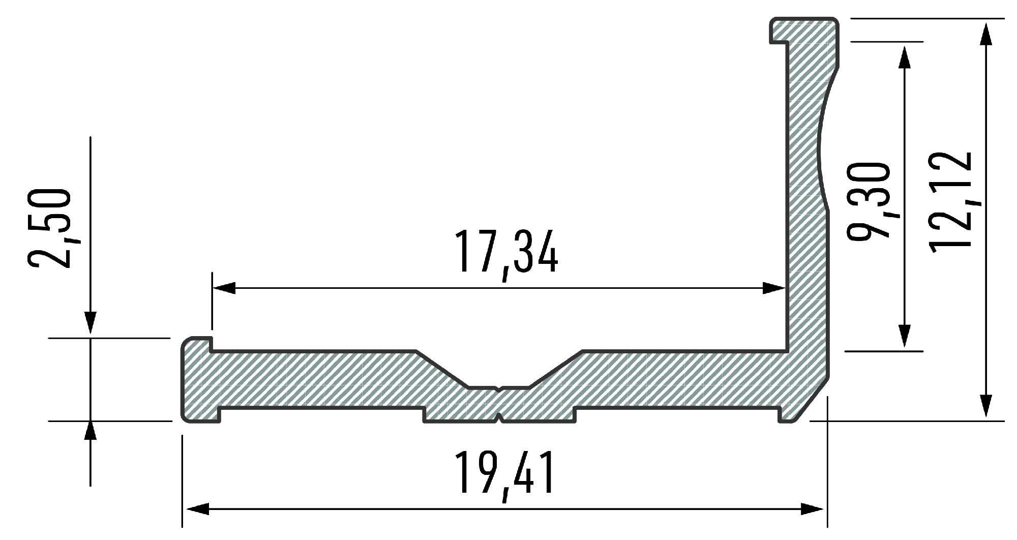 LED profil E, surový hliník