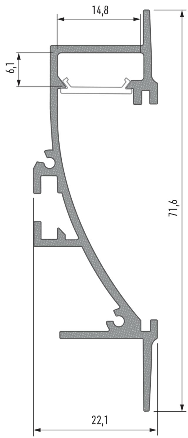 LED profil TIANO, stříbrný