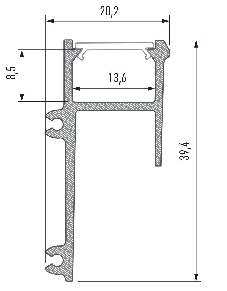 LED profil APA12, stříbrný