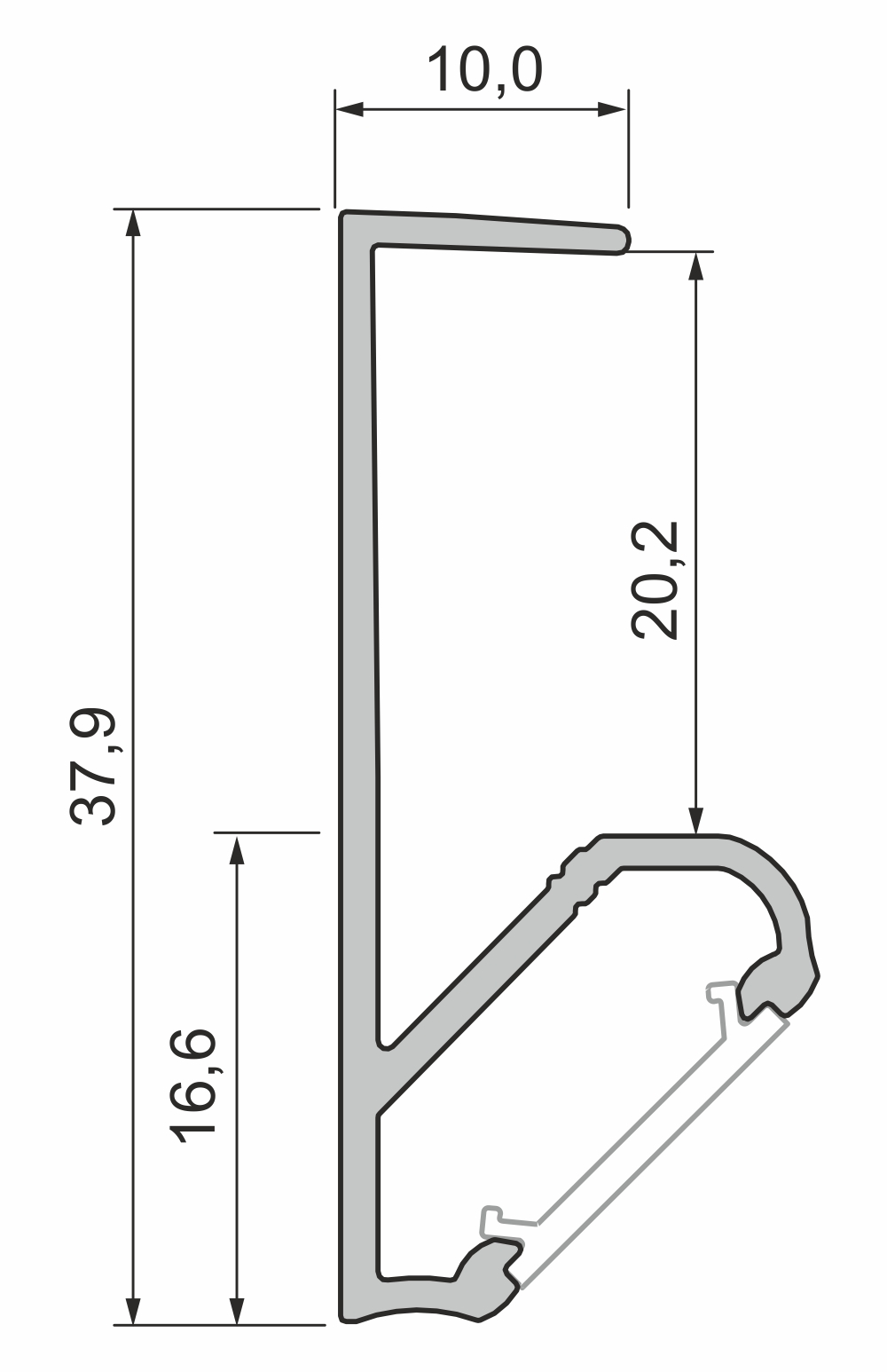 LED profil Q20, surový hliník