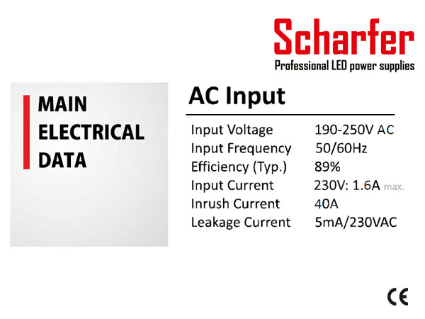 Profesionální napájecí zdroj Scharfer pro LED osvětlení, 24V | 200W | 8,33A | IP67