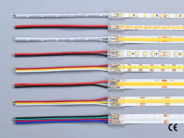 2 pin KONEKTOR pro MONO COB & SMD LED pásky, typ: LED pásek ↔ připojovací KABEL, PCB 10mm
