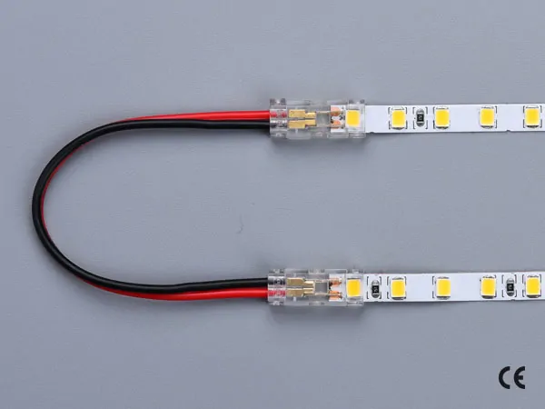 2 pin KONEKTOR pro MONO COB & SMD LED pásky, typ: LED pásek ↔ propojovací KABEL ↔ LED pásek, PCB 5mm