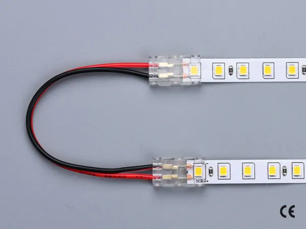 2 pin KONEKTOR pro MONO COB & SMD LED pásky, typ: LED pásek ↔ propojovací KABEL ↔ LED pásek, PCB 8mm