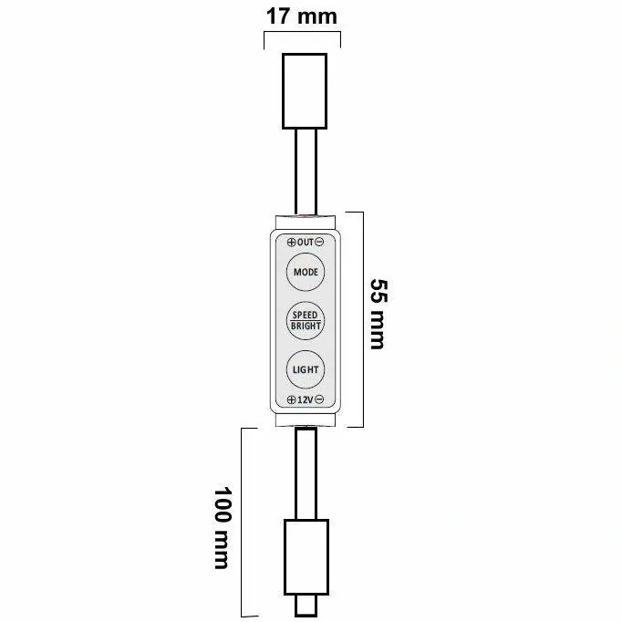 RUČNÍ LED OVLADAČ / STMÍVAČ / BLIKAČ - MEZIKABELOVÝ - 12V/24V - ČERNÝ