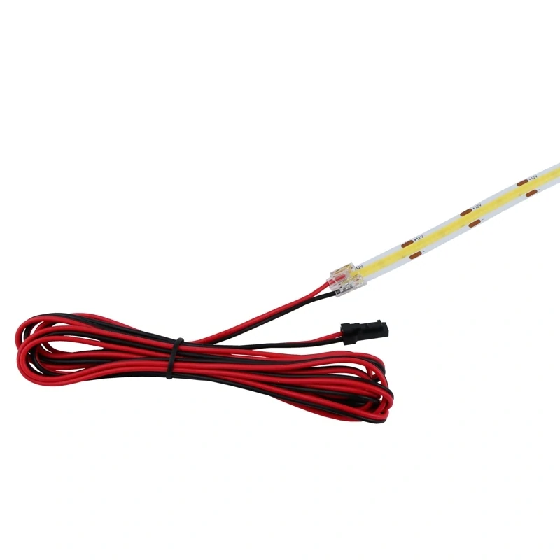 Univerzální krimpovací KONEKTOR pro MONO COB & SMD LED pásky, PCB 8-10mm + konektor JST-M samec + 2m kabel, černý