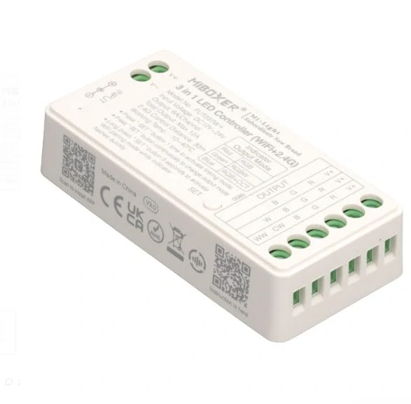 WiFi řídící jednotka (3v1) FUT037W+ MiBOXER pro RGB, RGBW a RGB+CCT LED pásky, 12V-48V, 12A, TUYA, WIFI