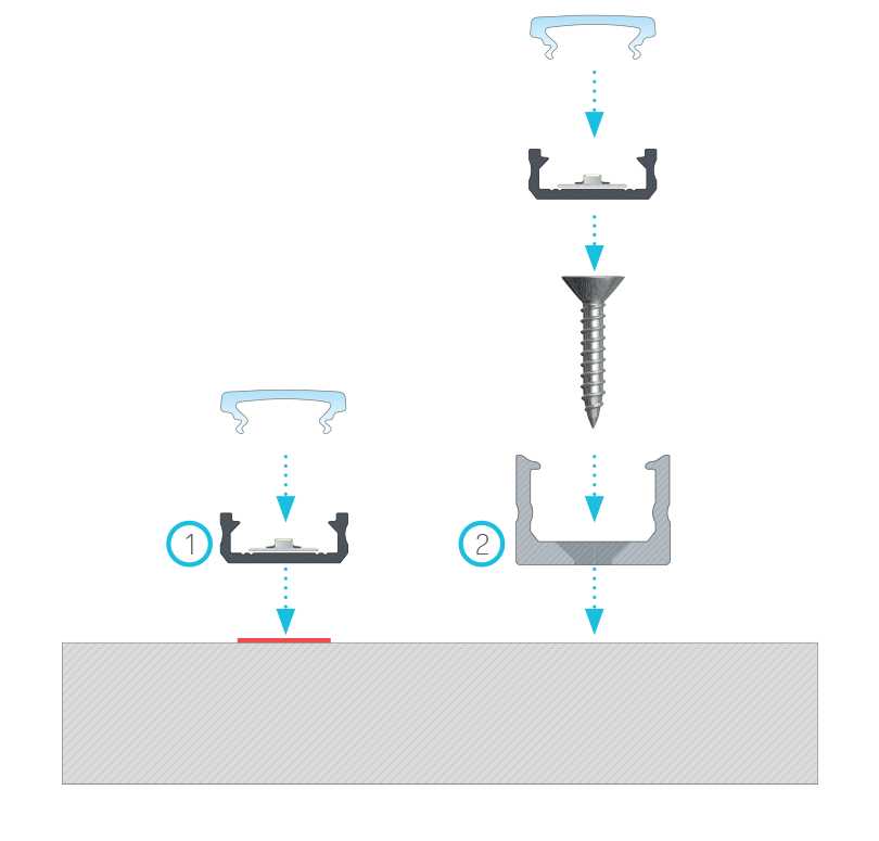 LED profil D, stříbrný