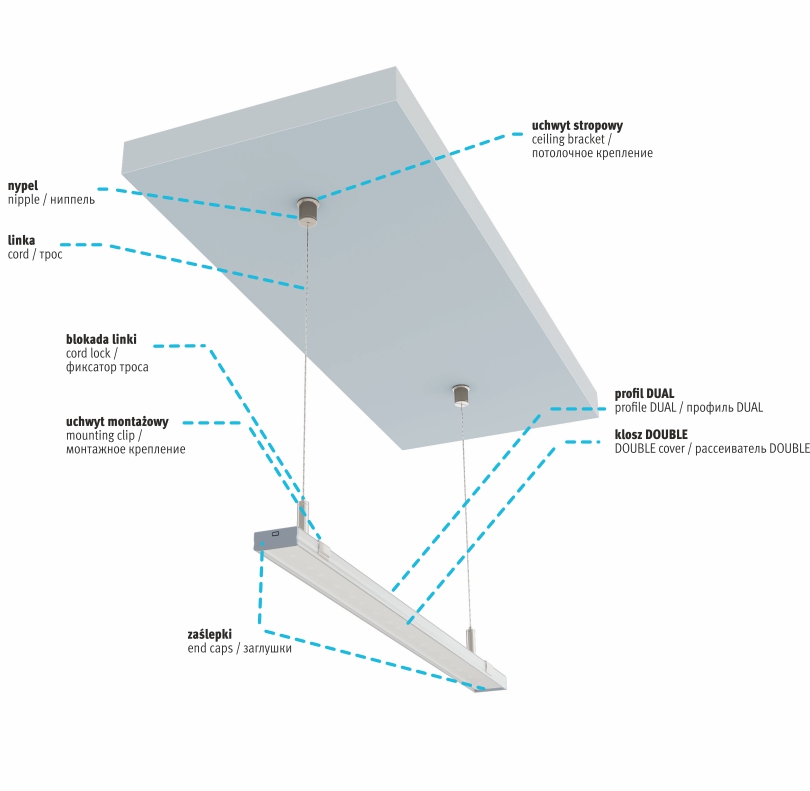 LED profil DUAL, černý