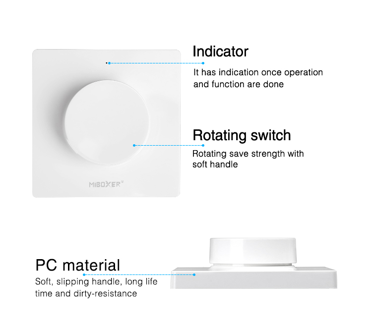 LED ovladač K1-W Mi.Light MiBOXER pro jednobarevné a CCT LED pásky, RF 2,4 GHz, bílý