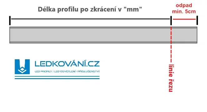 Řezání LED profilů - ROVNÝ ŘEZ (krácení)