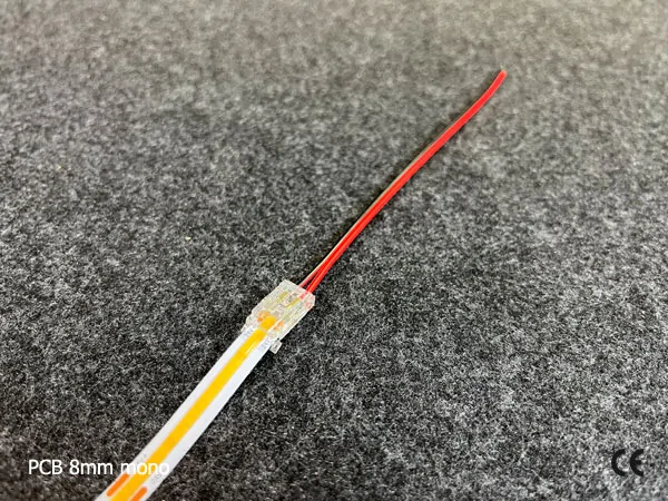 2 pin KONEKTOR pro MONO COB & SMD LED pásky, typ: LED pásek ↔ připojovací KABEL, PCB 8mm