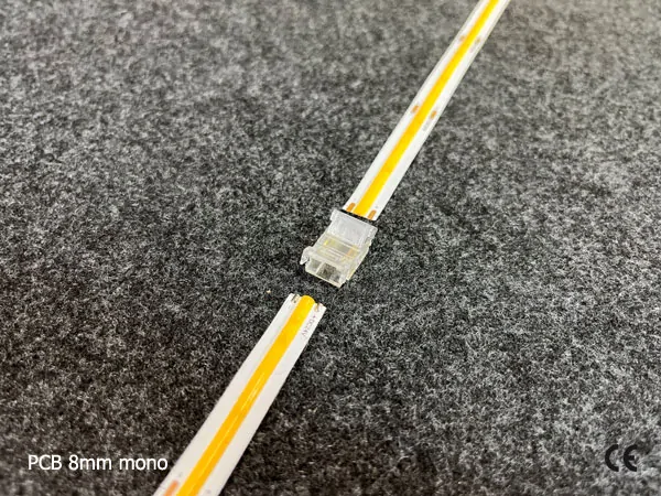 2 pin KONEKTOR pro MONO COB & SMD LED pásky, typ: LED pásek ↔ LED pásek, PCB 8mm