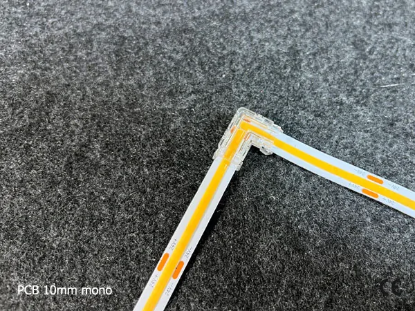 2 pin KONEKTOR pro MONO COB & SMD LED pásky, typ: LED pásek ↔ LED pásek - ROHOVÝ, PCB 10mm
