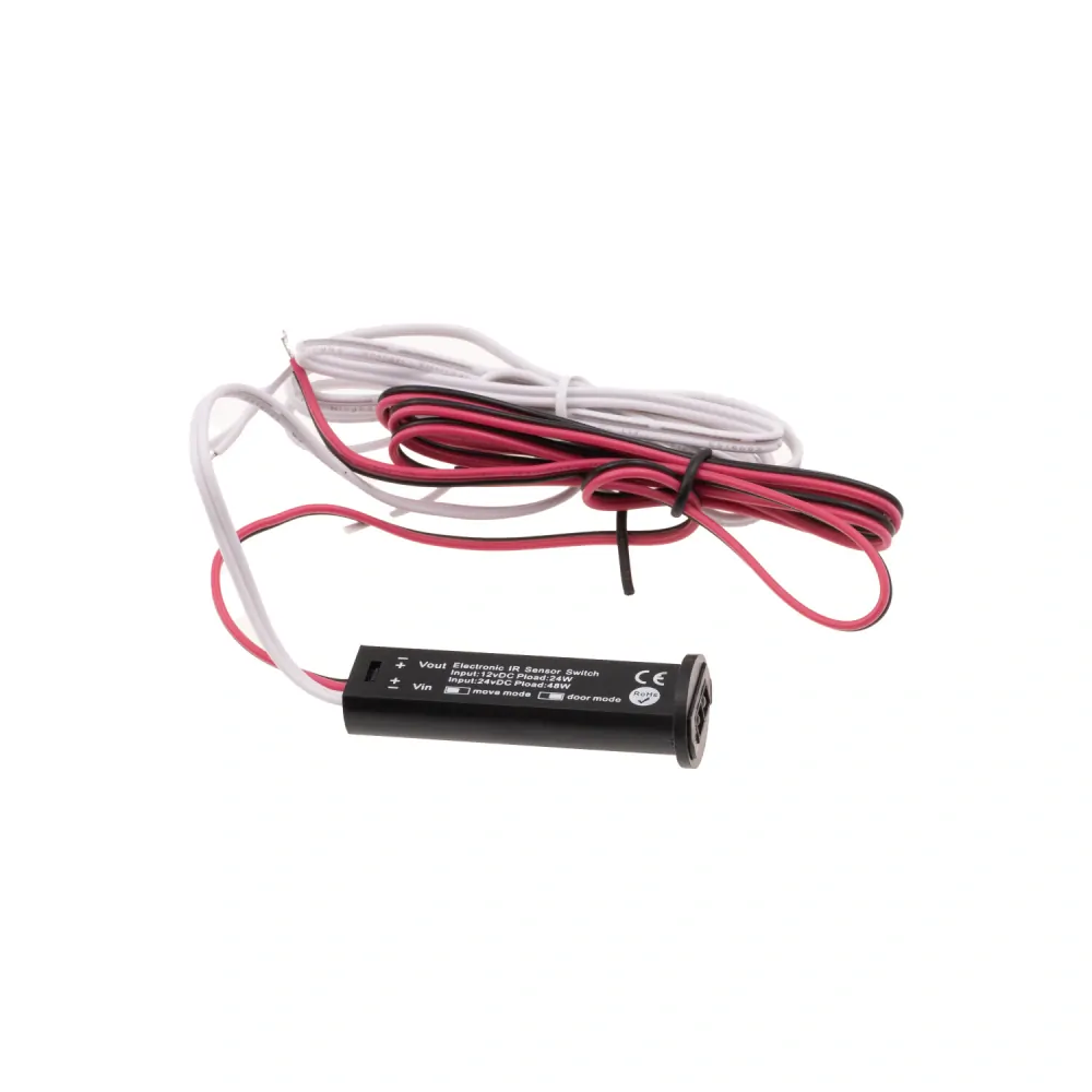 LED IR SPÍNAČ SKŘÍŇOVÝ 2v1 - DOOR/MOVE - 12V/24V - černý
