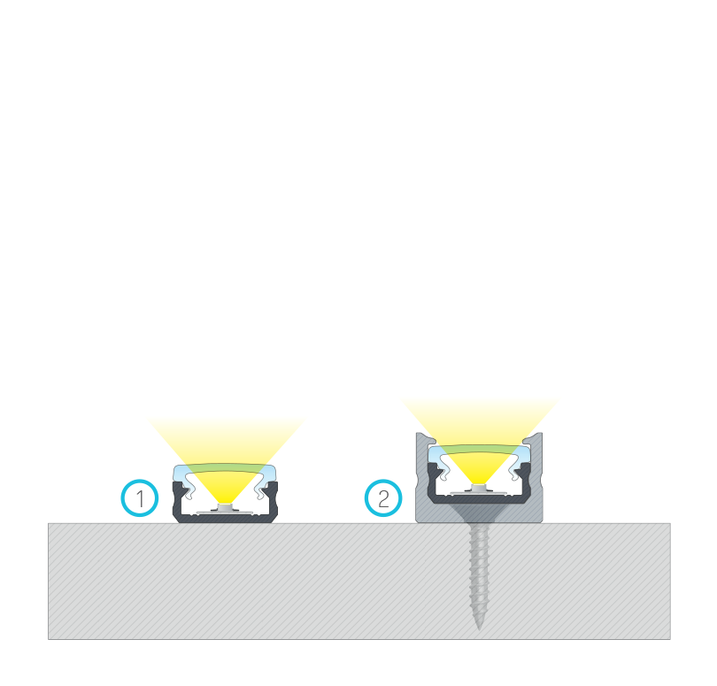 LED profil D, stříbrný