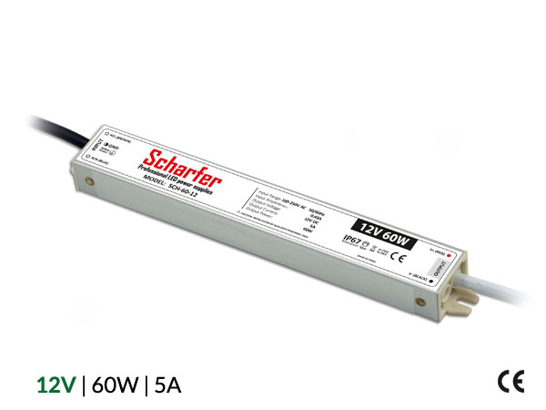 Profesionální napájecí zdroj Scharfer pro LED osvětlení, 12V | 60W | 5A | IP67
