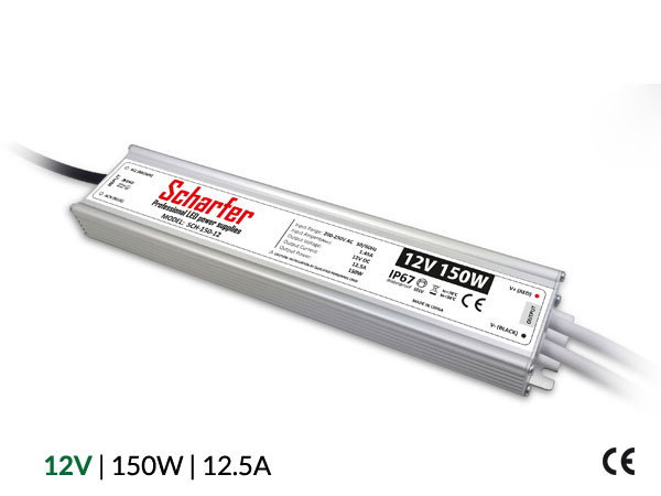 Profesionální napájecí zdroj Scharfer pro LED osvětlení, 12V | 150W | 12,5A | IP67