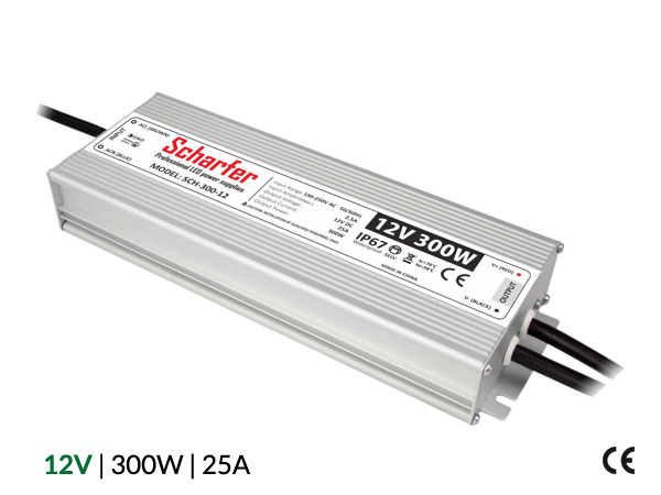 Profesionální napájecí zdroj Scharfer pro LED osvětlení, 12V | 300W | 25A | IP67