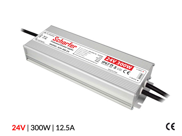 Profesionální napájecí zdroj Scharfer pro LED osvětlení, 24V | 300W | 12,5A | IP67