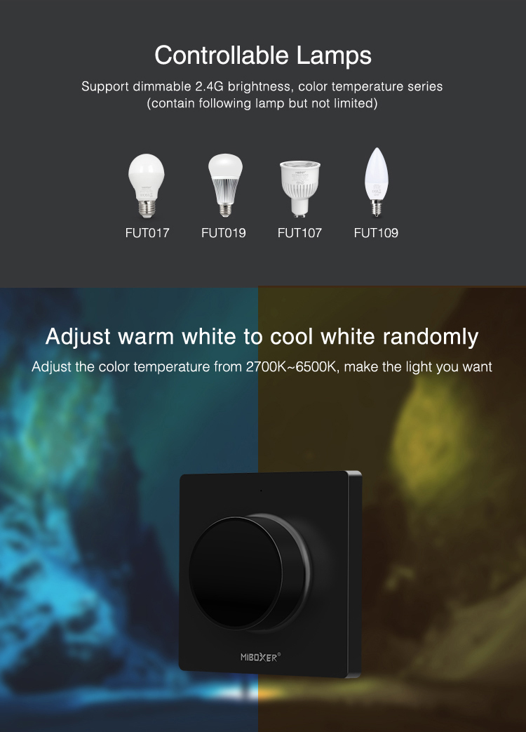 LED ovladač K1-B Mi.Light MiBOXER pro jednobarevné a CCT LED pásky, RF 2,4 GHz, černý