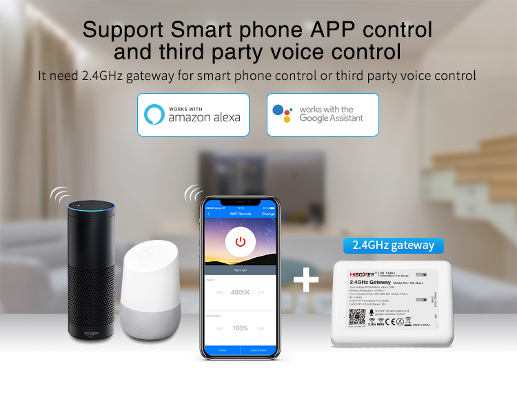 Řídící jednotka FUT036S Mi.Light MiBOXER pro jednobarevné LED pásky, RF 2,4 GHz, 12V-24V, 12A