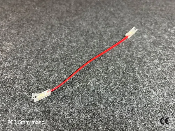 2 pin KONEKTOR pro MONO COB & SMD LED pásky, typ: LED pásek ↔ propojovací KABEL ↔ LED pásek, PCB 5mm